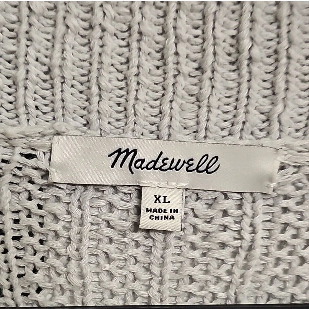 Madewell Bobble Sleeves Gray Cardigan Sweater Knit Open Front‎ Pockets XL Nwot